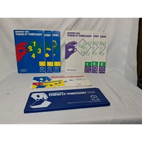 Discovery Toys Think It Through Tiles And Case 6 Books, Math & Words - Picture 1 of 6
